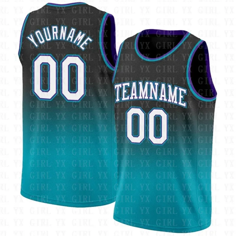 Custom Black White-Teal Authentic Fade Fashion Basketball Jersey 3D Printed Tank Tops Men Personlized Team Unisex Top