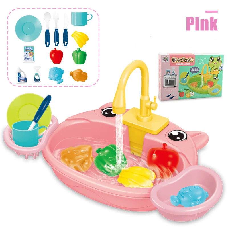 Kitchen Sink Kids Toys Electric Dishwasher Play House Toys For Children Wash Basin Sink Simulation Pretend Role Toys For Kids