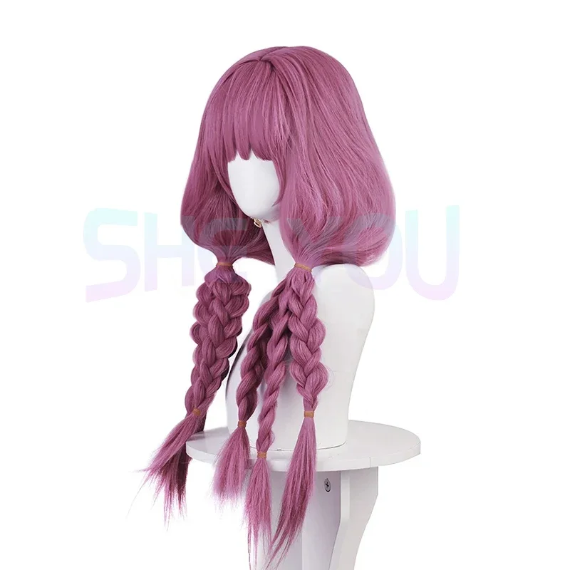 Aura Cosplay Wig Anime Frieren Beyond Journey's End Purple Long Hair Braid Headwear Halloween Party for Women Props Accessory