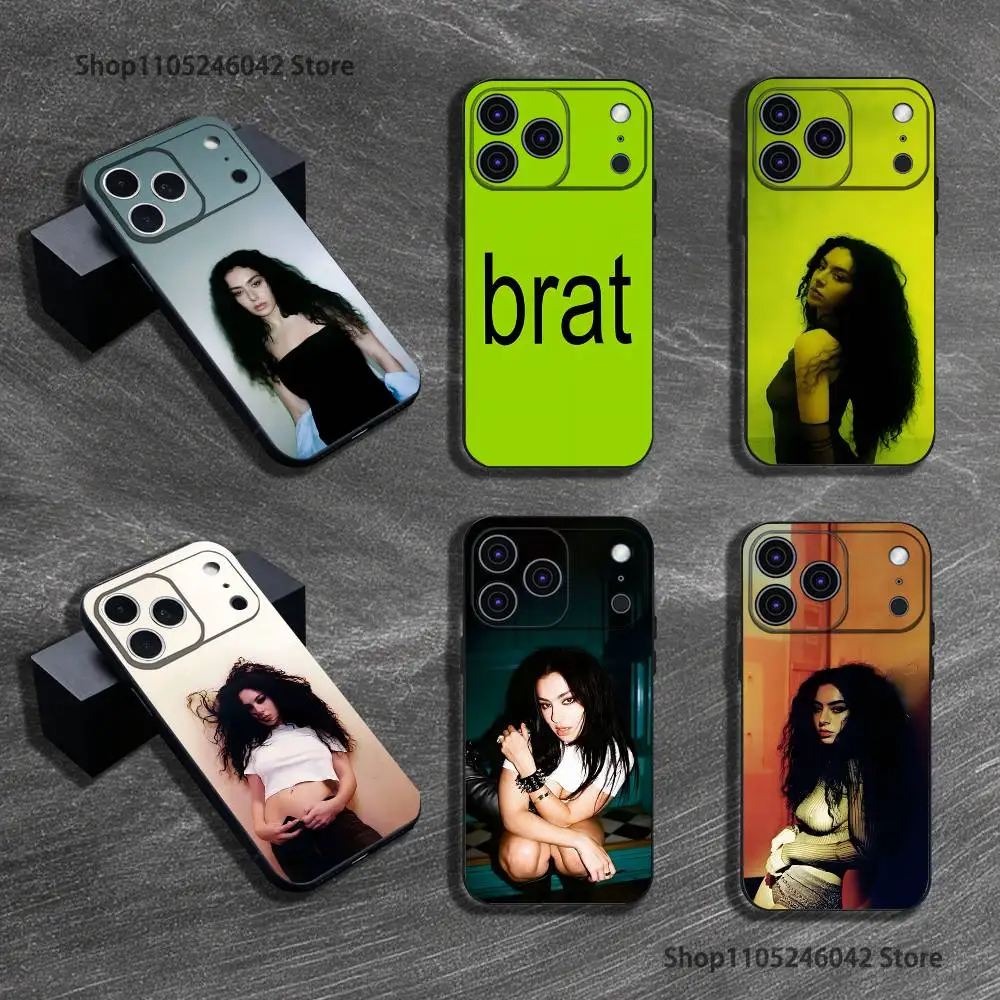 

Singer C-Charli XCX BRAT Black Soft Cover Phone Case For iPhone 17,16,15,14,13,12,11,Pro,XS,Max,XR,Plus,E,SE4,Mini