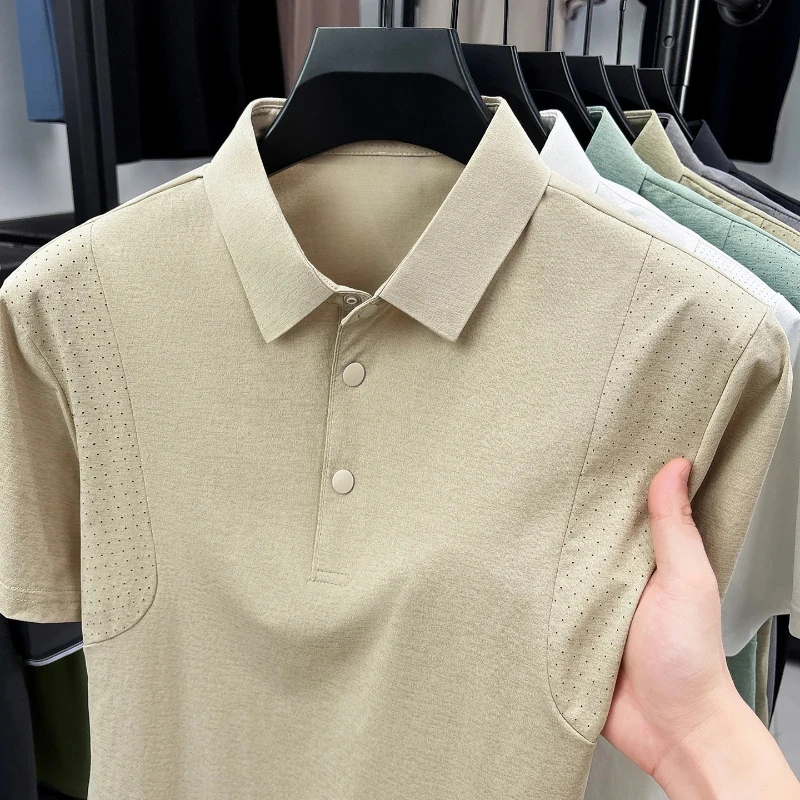 Men Quick Dry Performance Polo Shirt 3D Athletic Fit Lightweight Cooling Breathable Mesh Stretch Summer Golf Tennis Activewear