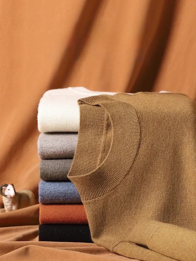 

Элитный вязаный свитер Camere для мужчин: повседневный, с высоким воротником, из шерстяной пряжи, с длинными рукавами, модный городской стиль, теплый зимний вариант