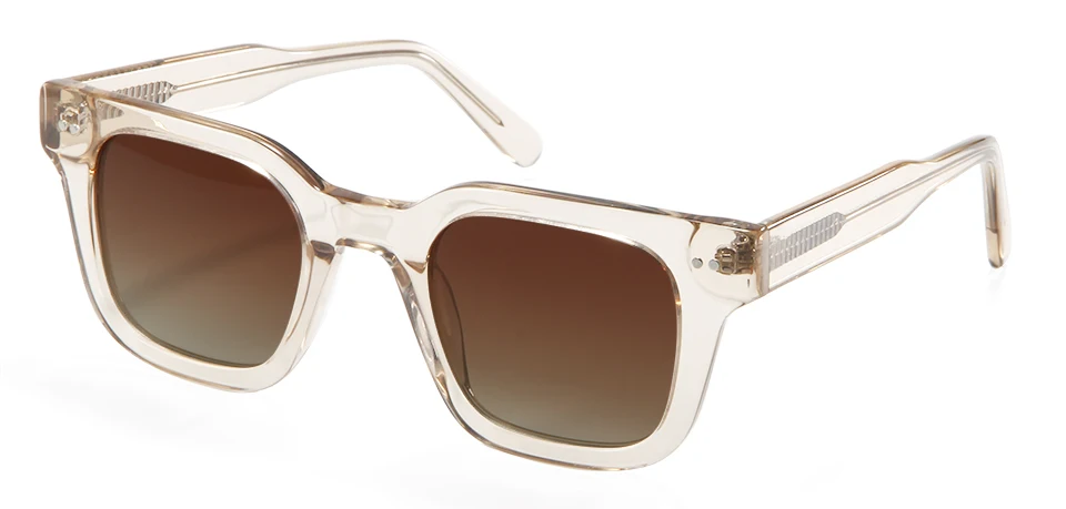 Chim 004 Designer-Sonnenbrille aus schwarzem Acetat, große polarisierte quadratische Fassung für Damen und Herren, flache UV400-Schutzgläser – Detail 9