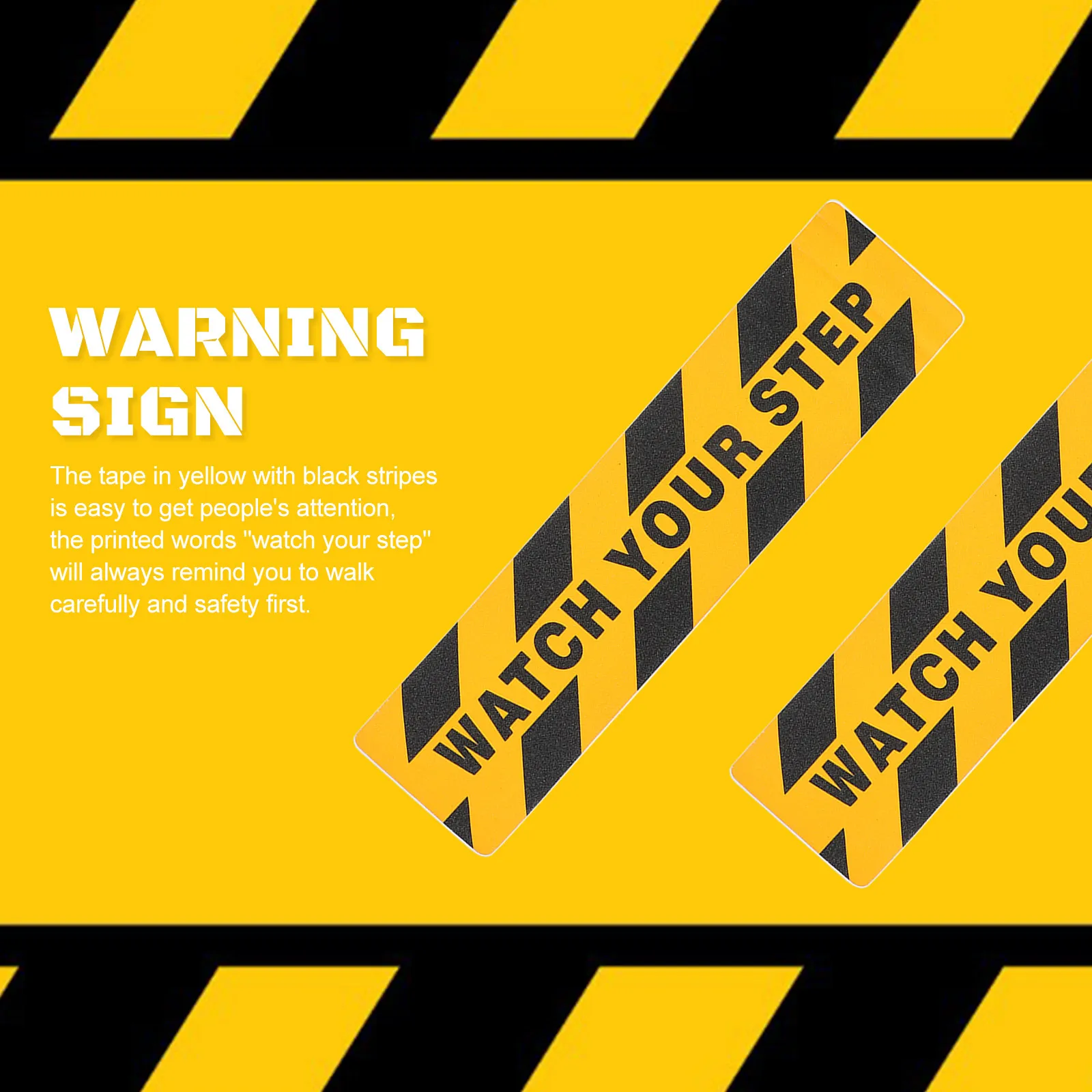 2Pcs Watch Your Step Floor Warning Tape Anti-Slip Warning Stickers Adhesive Decals for Loading Docks Platforms Ramps