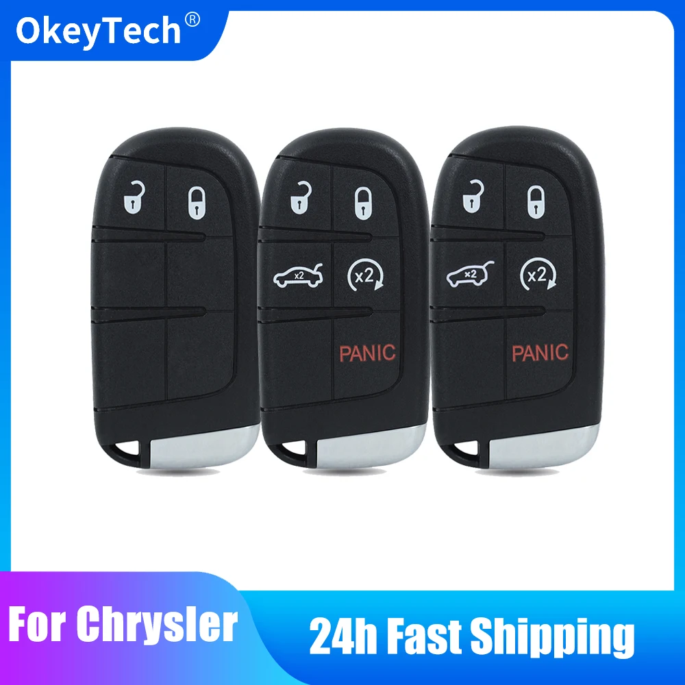 

OkeyTech Car Key Shell For Chrysler Jeep Compass Renegade Cherokee Smart Remote Key Fob Case 2/3/4/5 Button Emergency with Blade