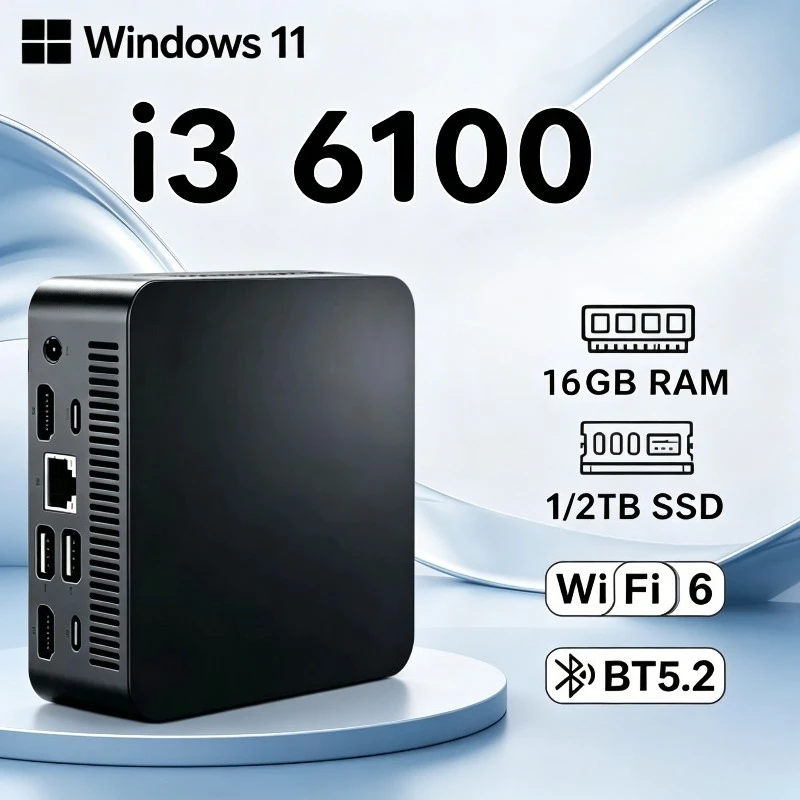 

2026 LENO Intel Core i3-6100 Windows 11 Pro Mini PC 1TB/2TB SSD,RAM,WiFi6,BT5.2,4K HD Portable Gaming Office Laptop Computer