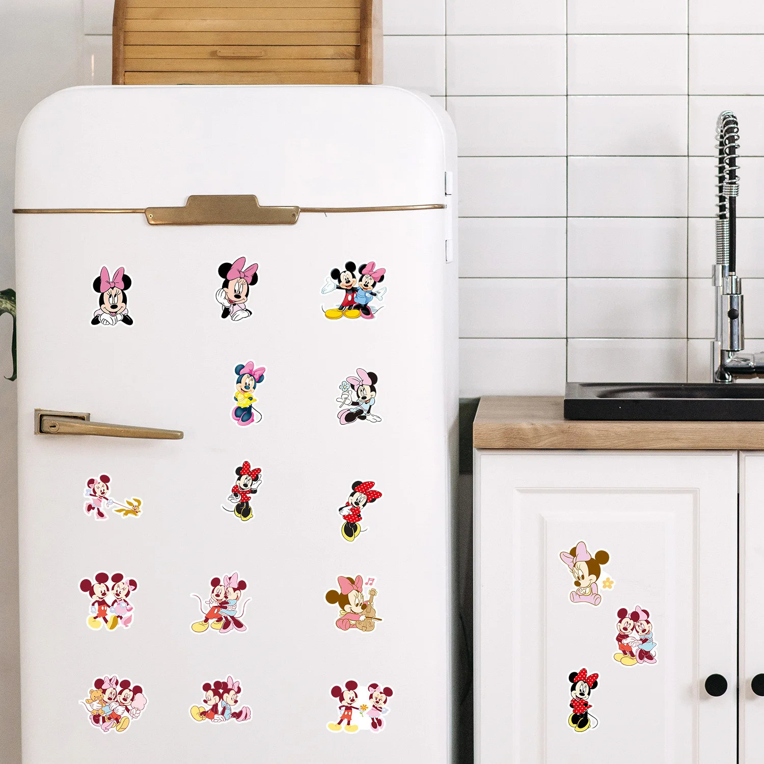 10/50Pcs Cute Pink Disney Mickey Minnie Mouse Stickers Anime Decals Toys DIY Notebook Phone Laptop Luggage Suitcase Sticker Gift