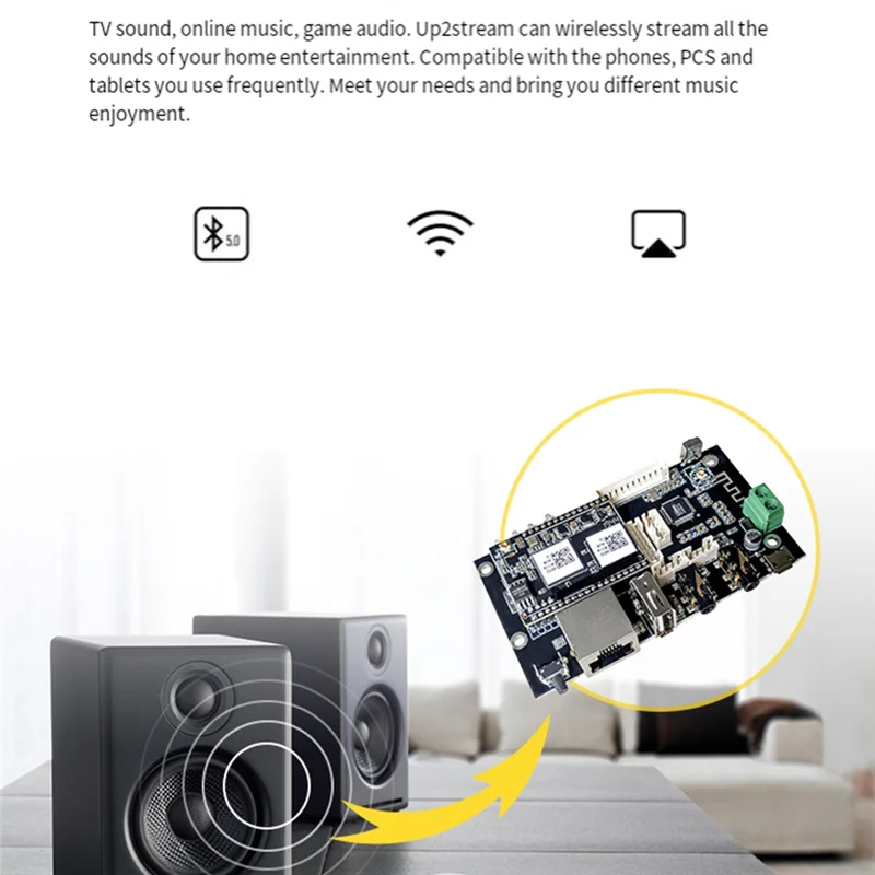 

AA60-Up2stream Pro V3 Wireless Audio Receiver Board Bluetooth Audio Recei Wireless Stereo Music Module Multiroom DIY WIFI Audio