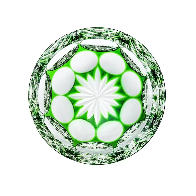 

Jade green crystal glass small wine glass hand-carved tea cup