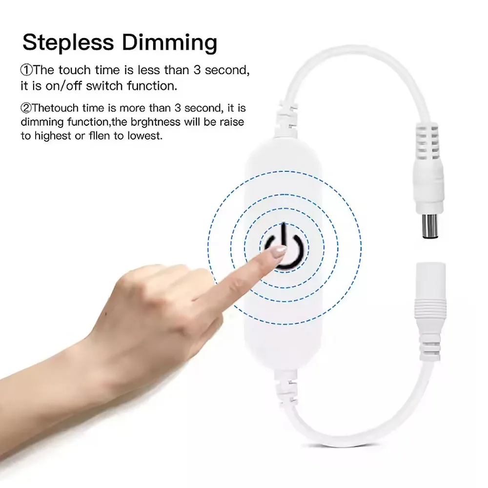 LED Monochromatic Low-Voltage Light Strip DC12V 2835 5050 with Dimming Touch Switch Controller for Home Lighting