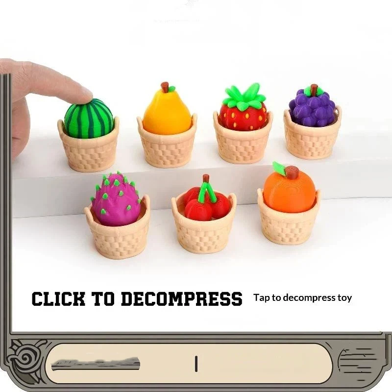 Creativity 3D Printed Cute Fruit Shaped Fidget Clicker Toys Soft Safe Eco Material Stress Relief For Kids Adults Home Office Use