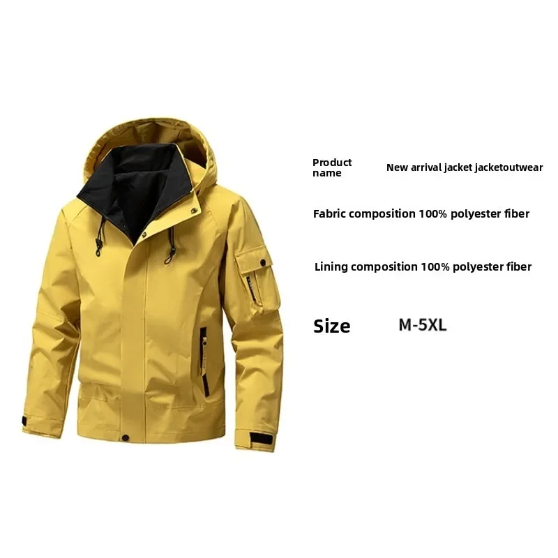 Leichte Herren-Kapuzenjacken Herbst Casual Streetwear Mode Multi-Taschen Arbeitsjacken Outdoor Wasserdichte Windjacke – Detail 3