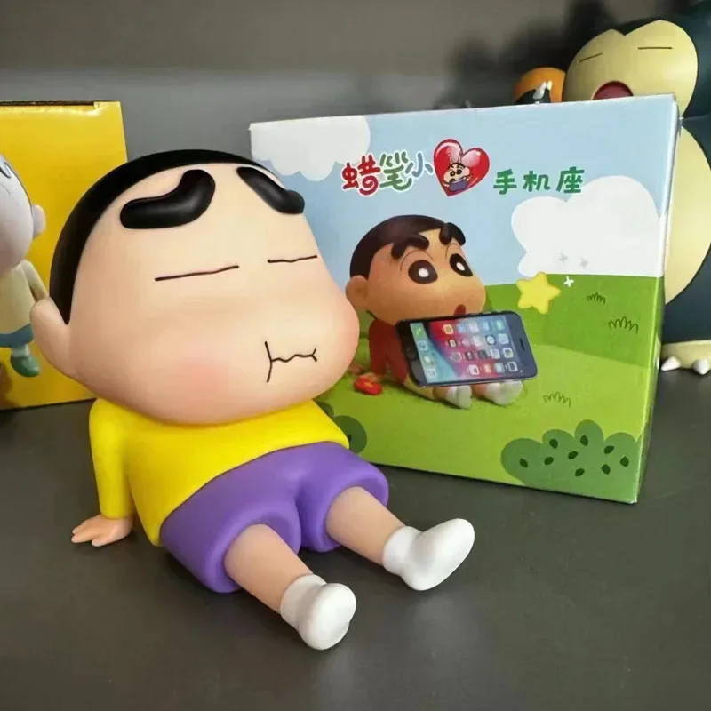 Crayon Shin-chan Cartoon Lazy Mobile Phone Holder Mobile Phone Holder Ornaments Trendy And Cute Figures Model Ornaments Gift