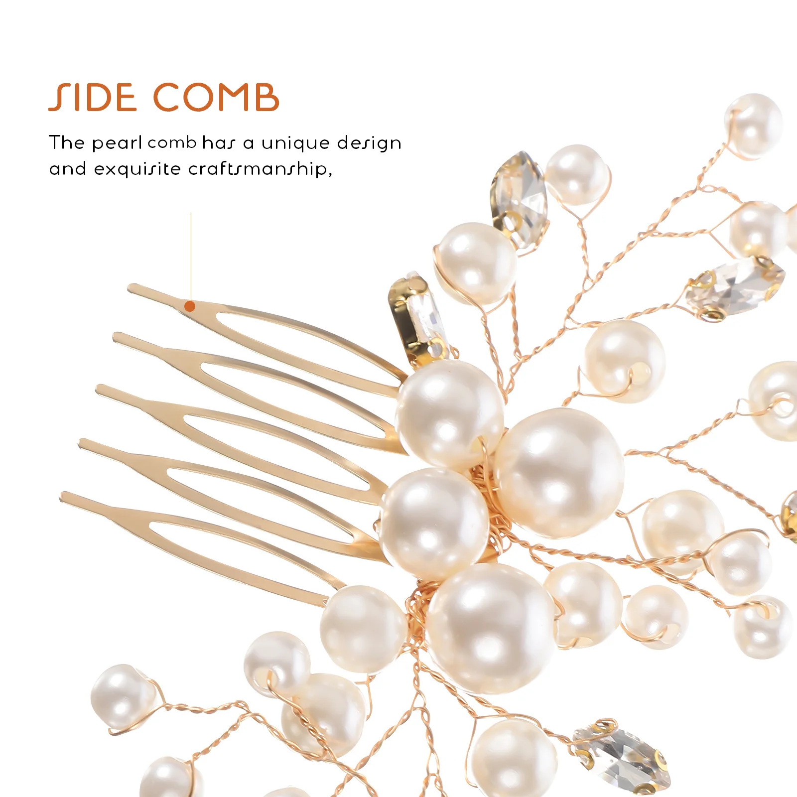 

2Pcs Bridal Hair Side Comb Pearl Crystal Decorative Clip for Wedding Prom Party Anniversary Valentine's Day Hair Comb