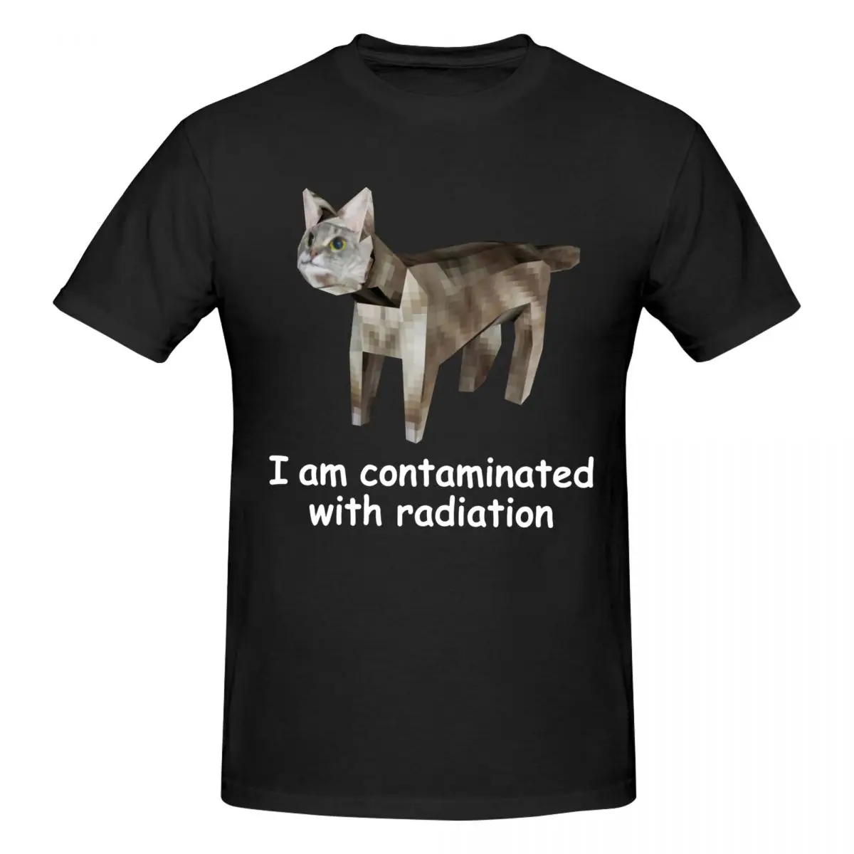 Men I Am Contaminated With Radiation Funny Cat Meme T Shirt Vintage Oversized Cotton Sleeve Custom Anime Shirt