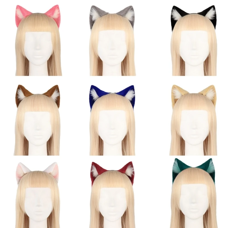 Wolf Kitten Cosplay Headwear Party Sexy Kitten Headbands Animal Ear Animation Hair Hoop for Live Show Role Play