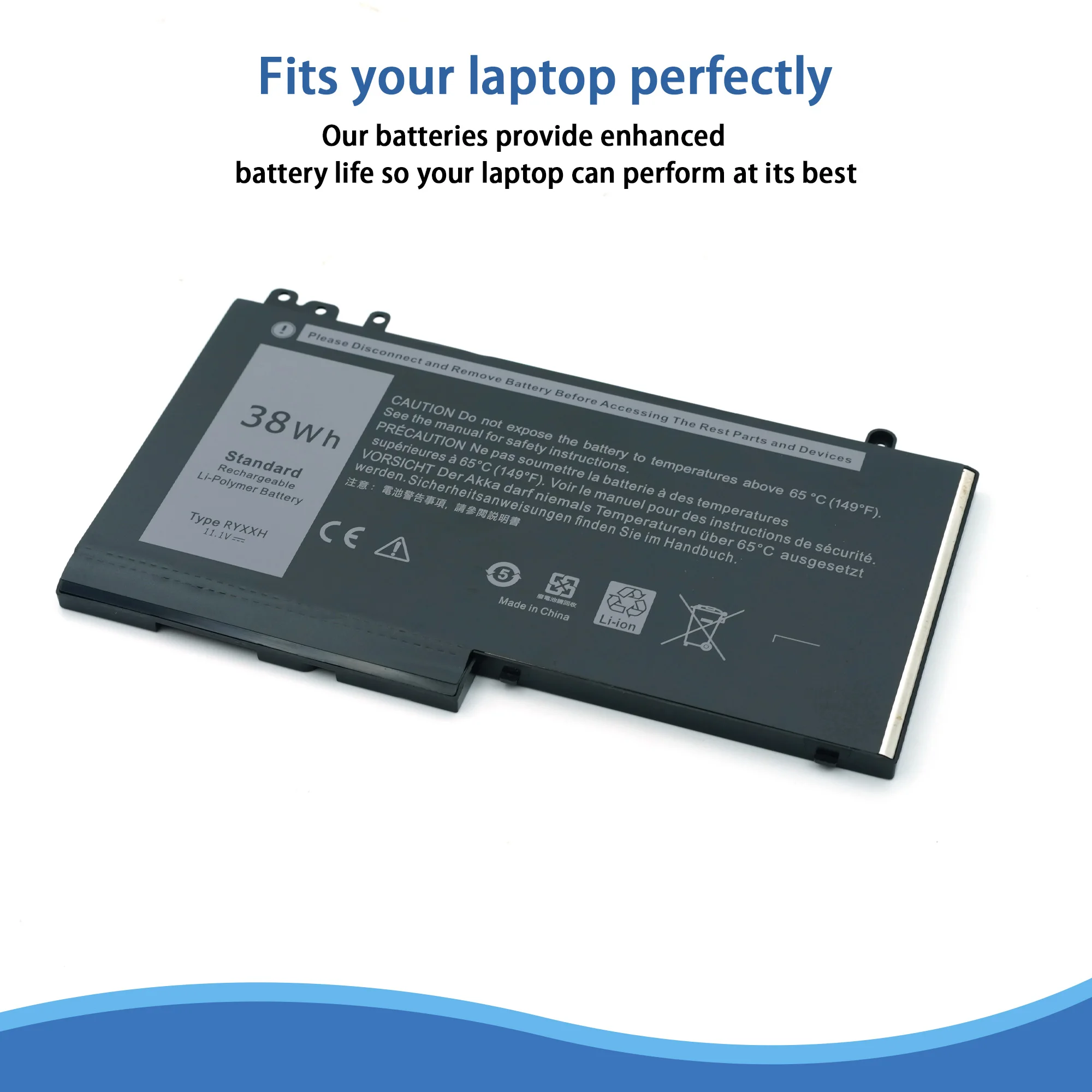 Laptop Battery RYXXH for Dell Latitude 12 5000 E5250 P25S001 E5450 E5550 3150 P21T001 3160 Notebook 09P4D2 9P4D2 0YD8XC 38Wh