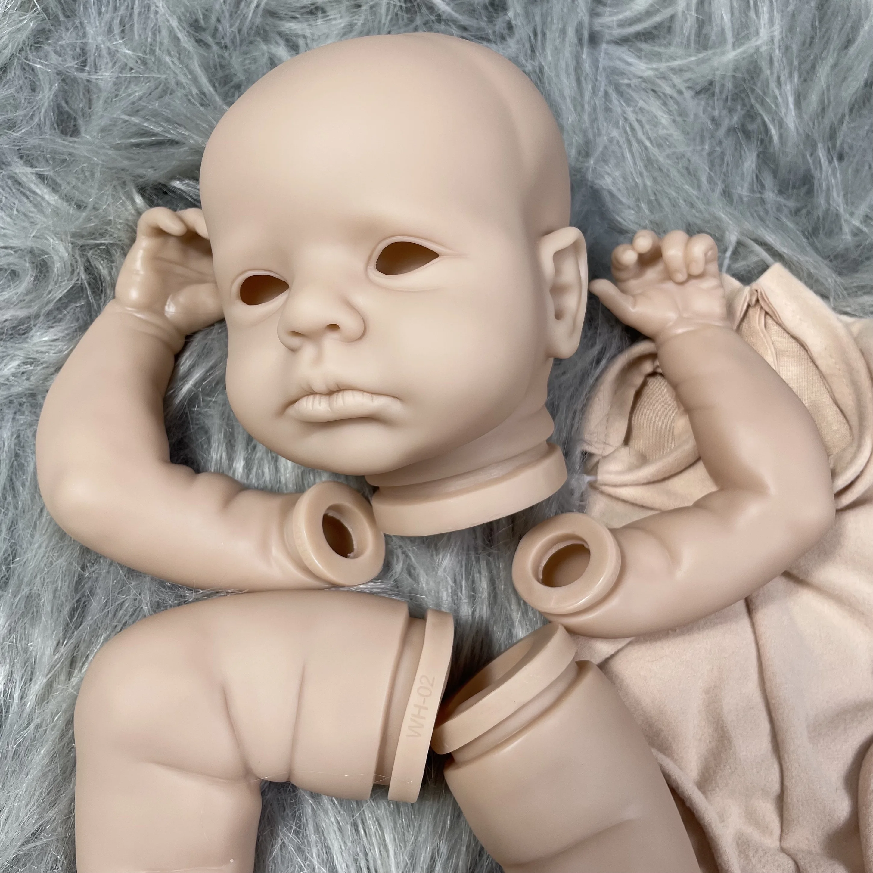 20Inch Reborn LouLou Awake Kit Open Blue Eyes 50CM Reborn Doll Kit Unpainted Reborn Kit Blank Doll Parts Lifelike Mold