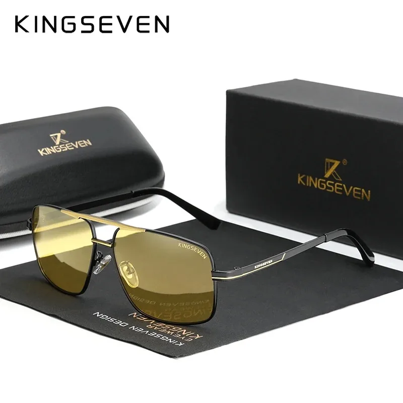 

KINGSEVEN Fashion Men's Glasses Polarized Driving Sunglasses Causal Polarized UV400 Rectangle Night Vision Fishing Eyewear