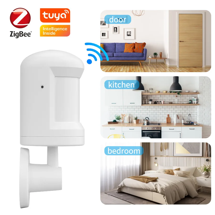 Tuya Zigbee Sensor de Movimento PIR, Detector de Corpo Humano, APP Vida Inteligente, Alarme Sem Fio de Proteção de Segurança Doméstica, Trabalhe com Alexa e Google