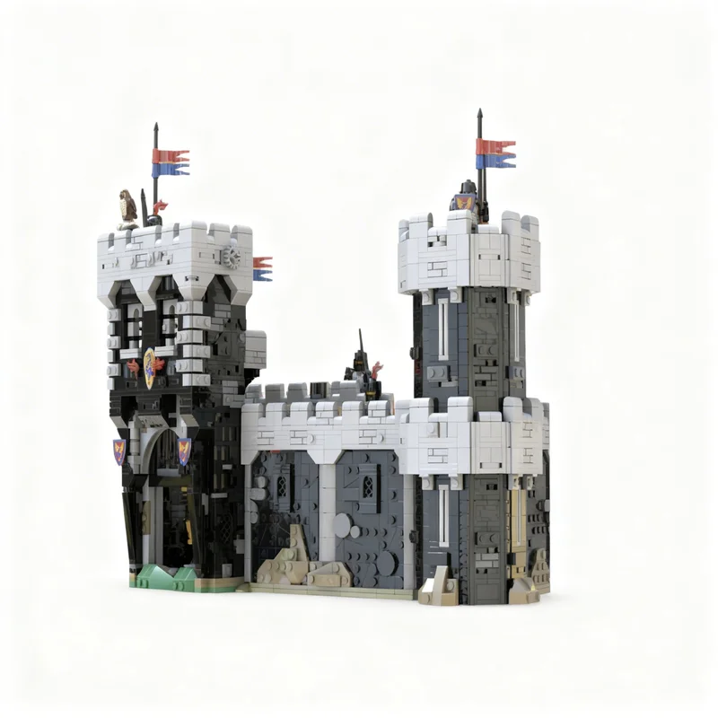 3424pcs MOC The Black Knight's Castle Main Entrance Defensive Walls Castle Black Knights Model Building Blocks Christmas Gifts