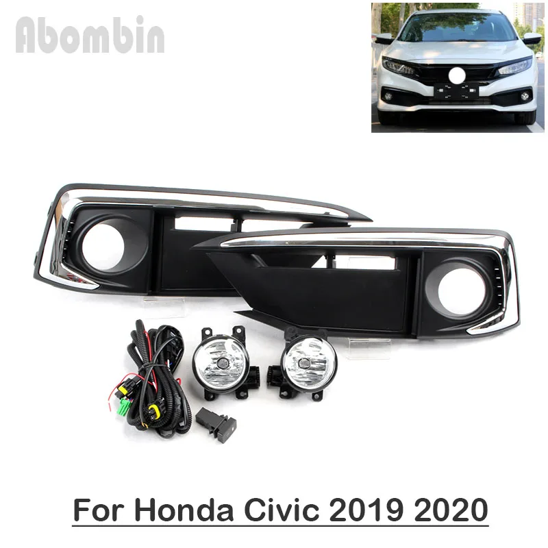 

Front Bumper Fog Lamp Daytime Running Fog Light With Wiring Harness Kit For Honda Civic 2019 2020 2021