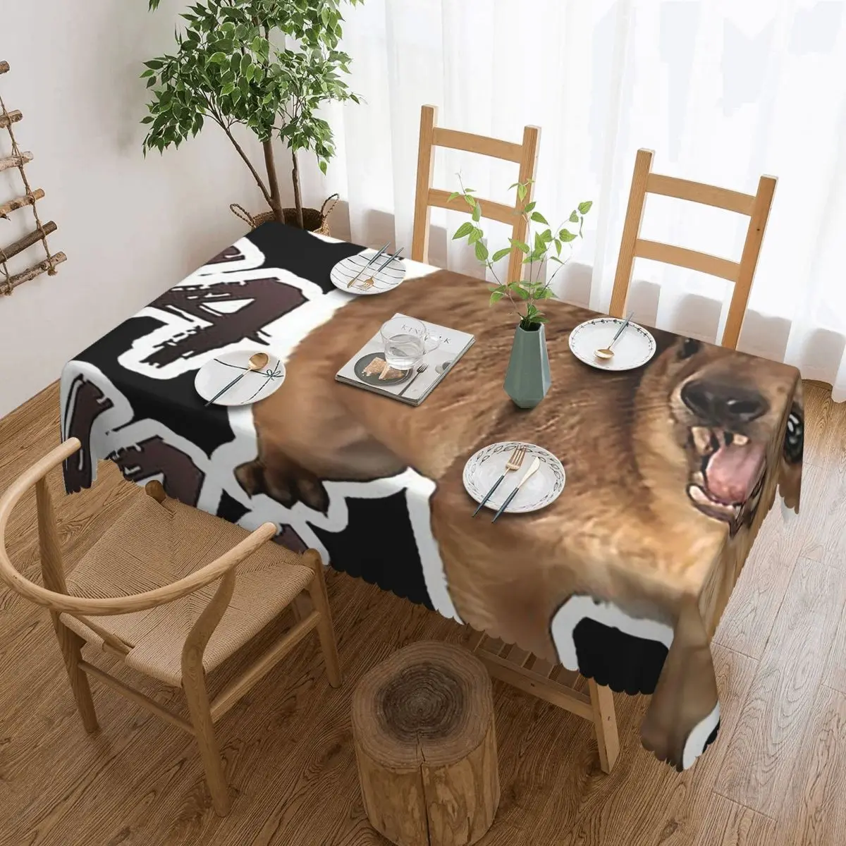 Awawa Angry Screaming Rock Hyrax Meme Custom Rectangular Tablecloth Oilproof Table Cover for Dining Events Table Cloth