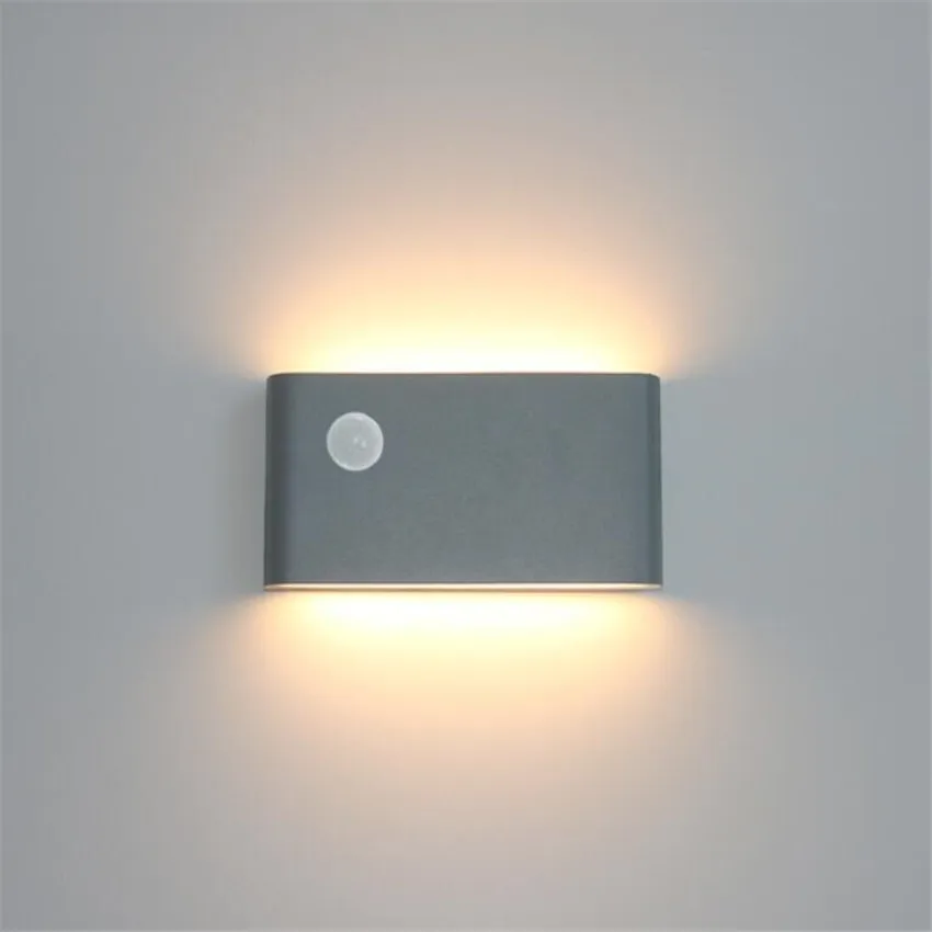 LED Wall Light With Human Body Motion Sensing IP65 Waterproof Outdoor&Indoor Wall Lamp Garden Light Fixture Aluminum AC90-260V