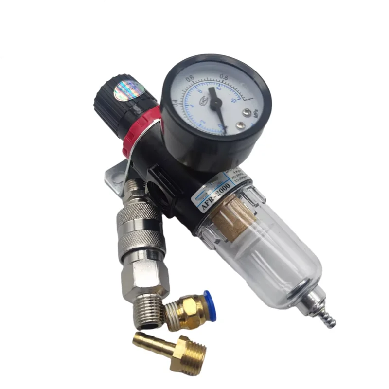 AFR2000 G1/4 Pneumatic Air Filter Regulator With Pressure Gauge/Flow Control Valve/Air Compressor Drain/ Speed Controller