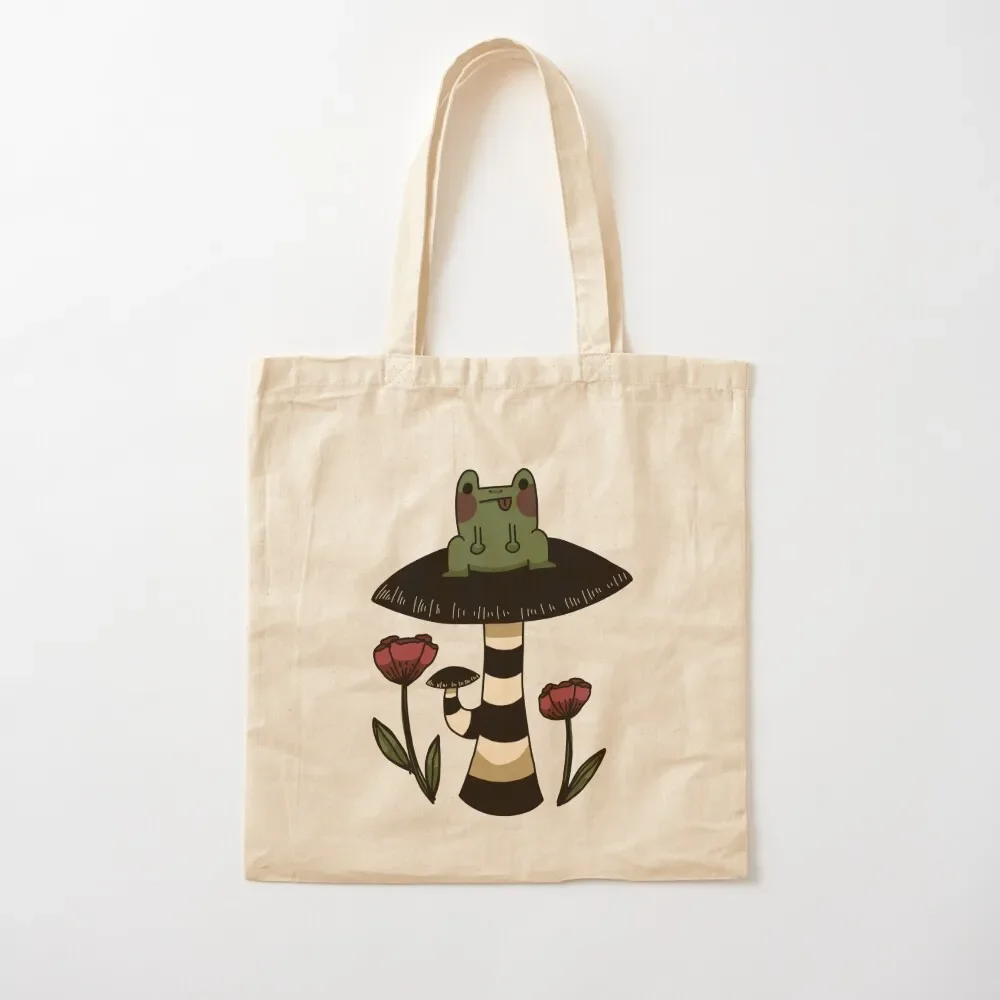 

A frog on a mushroom Tote Bag Canvas shoulder bag shopper bags for women shopper bags Tote Bag