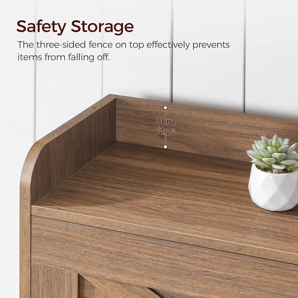 منظم أحذية الجوز قائم بذاته مع درجين ورفوف مفتوحة لتخزين المدخل