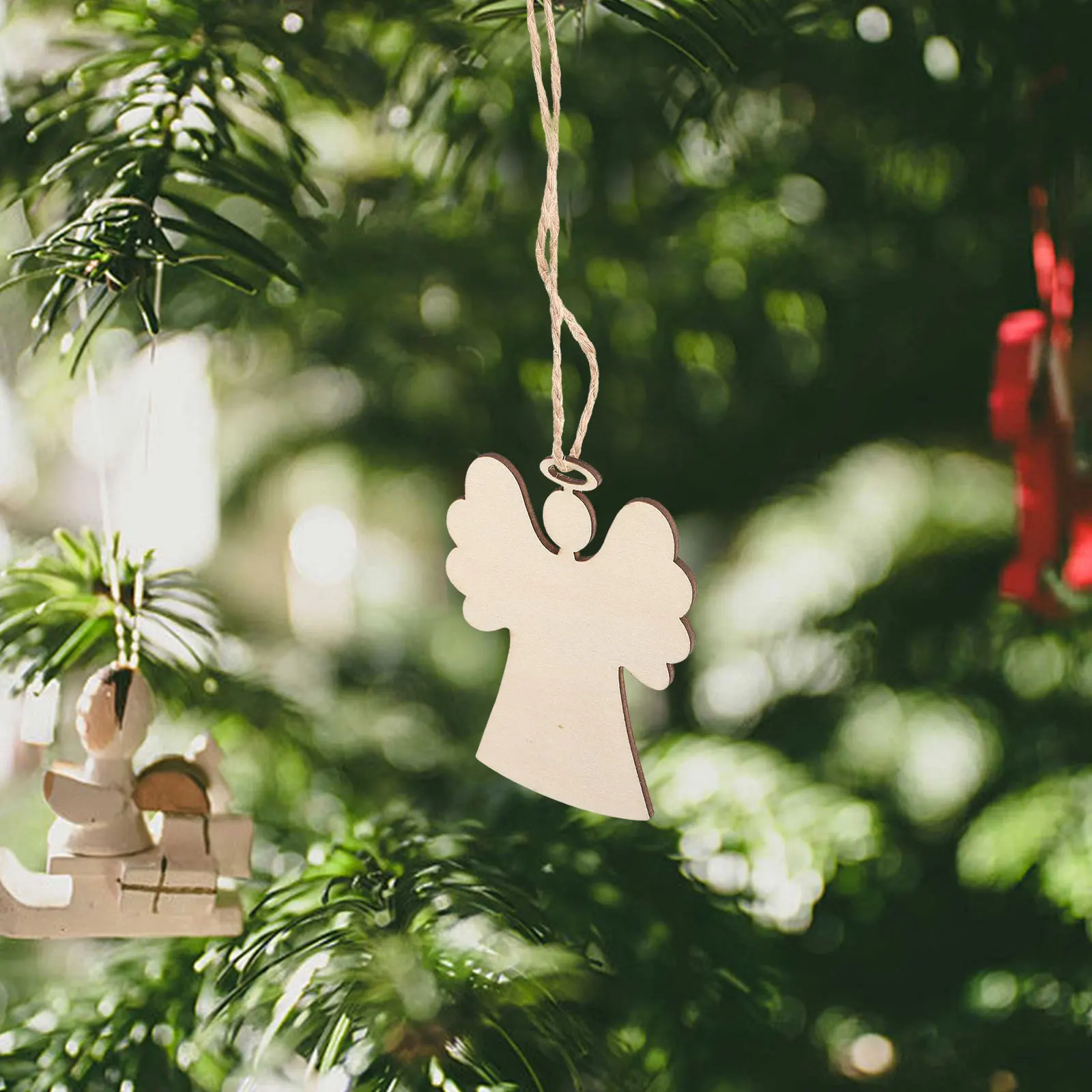 

10Pcs Christmas Angel Wooden Pendants Handcrafted Hanging Ornaments Decorations for Christmas Tree Holiday Festival Wedding