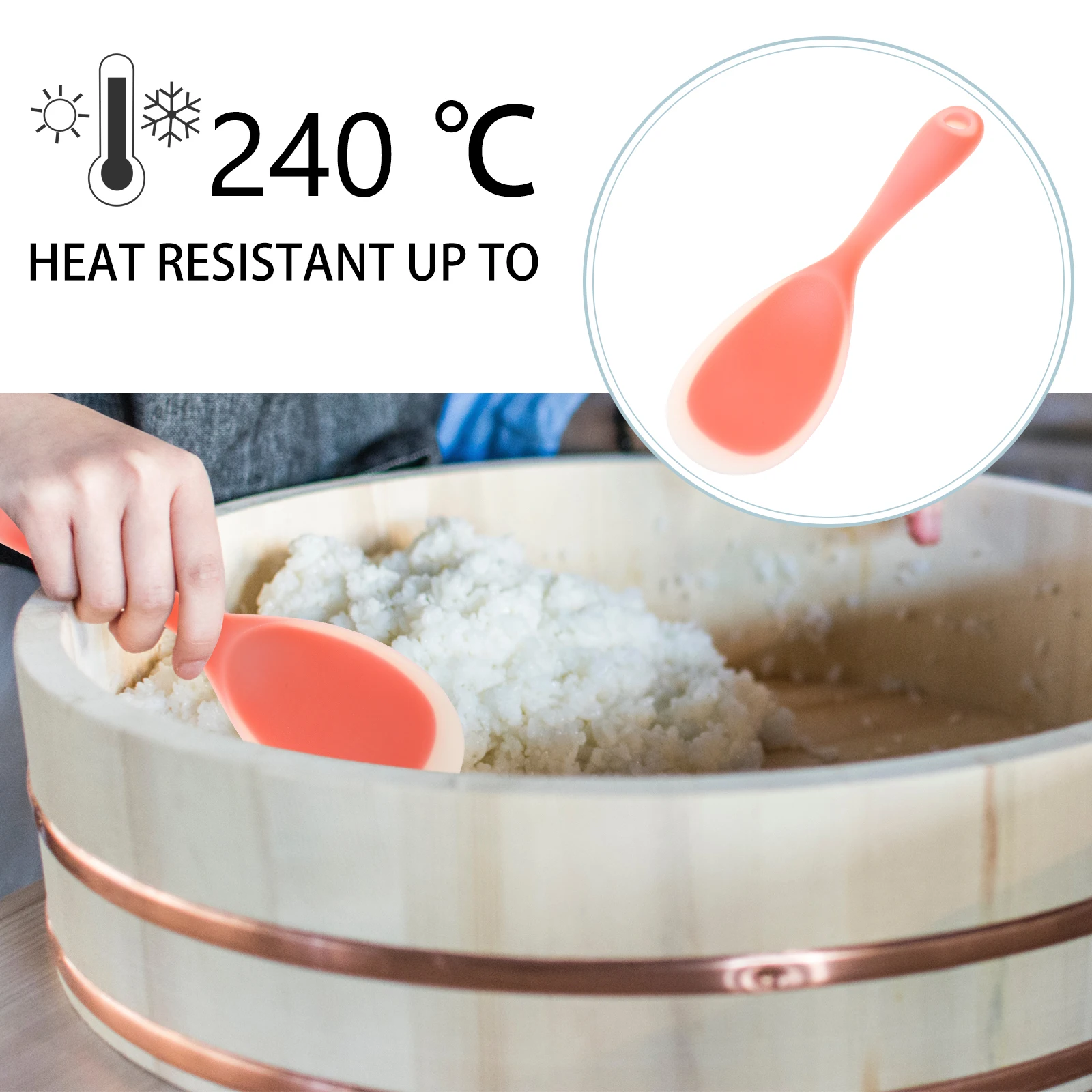 

2pcs Silicone Rice Spoon Set Kitchen Utensils Ergonomic Handle Easy Cleaning Wear Resistant Compact Reusable for Home