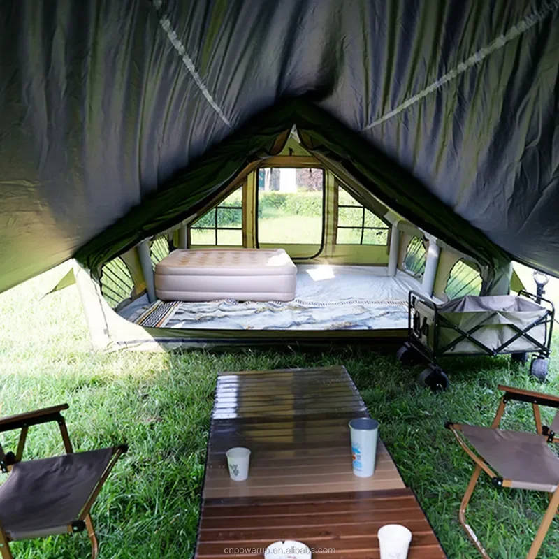 Premium Oxford Cloth Inflatable Tent, 6.3sqm Single Door Large Skylight Integrated Sunshade Auto Open for Outdoor Camping