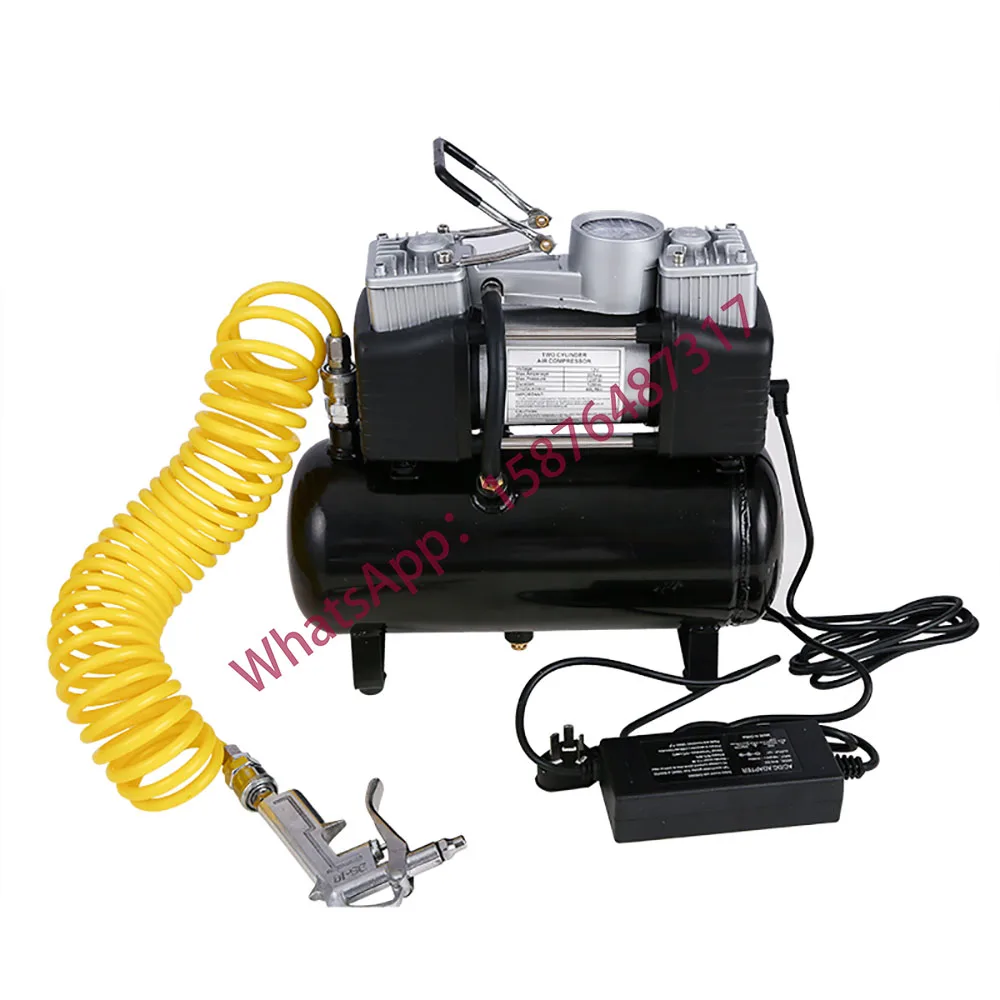 Picture 7: 12V/220V Dual-Purpose Fully Automatic Double Cylinder Small Portable Air Pump Vehicle Air Compressor Tire Inflator