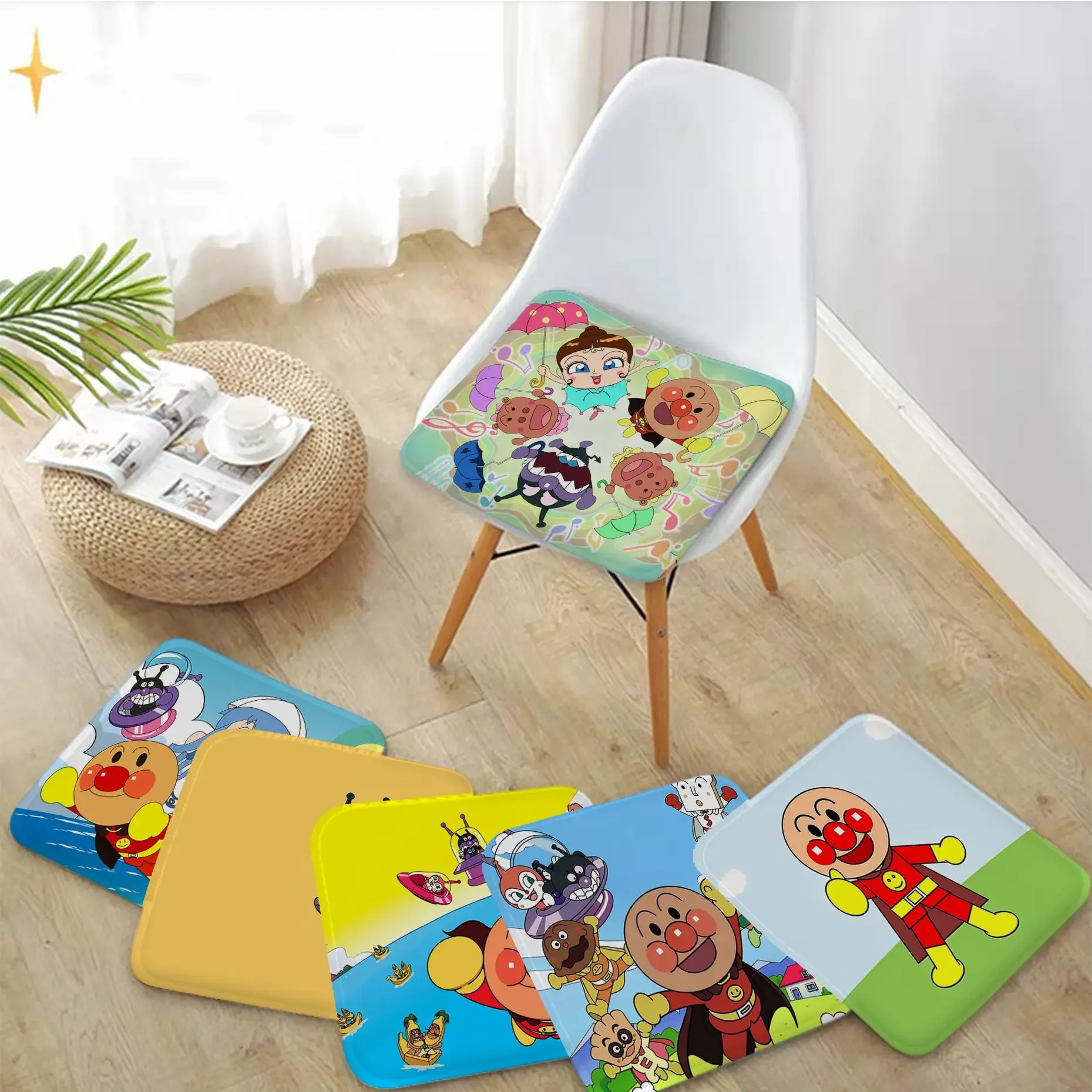 

Cute Anpanman-S Cushion Mat Creative Fabric Cushion Non-slip Living Room Sofa Decor Students Stool Tatami Office Chair Mat Pad