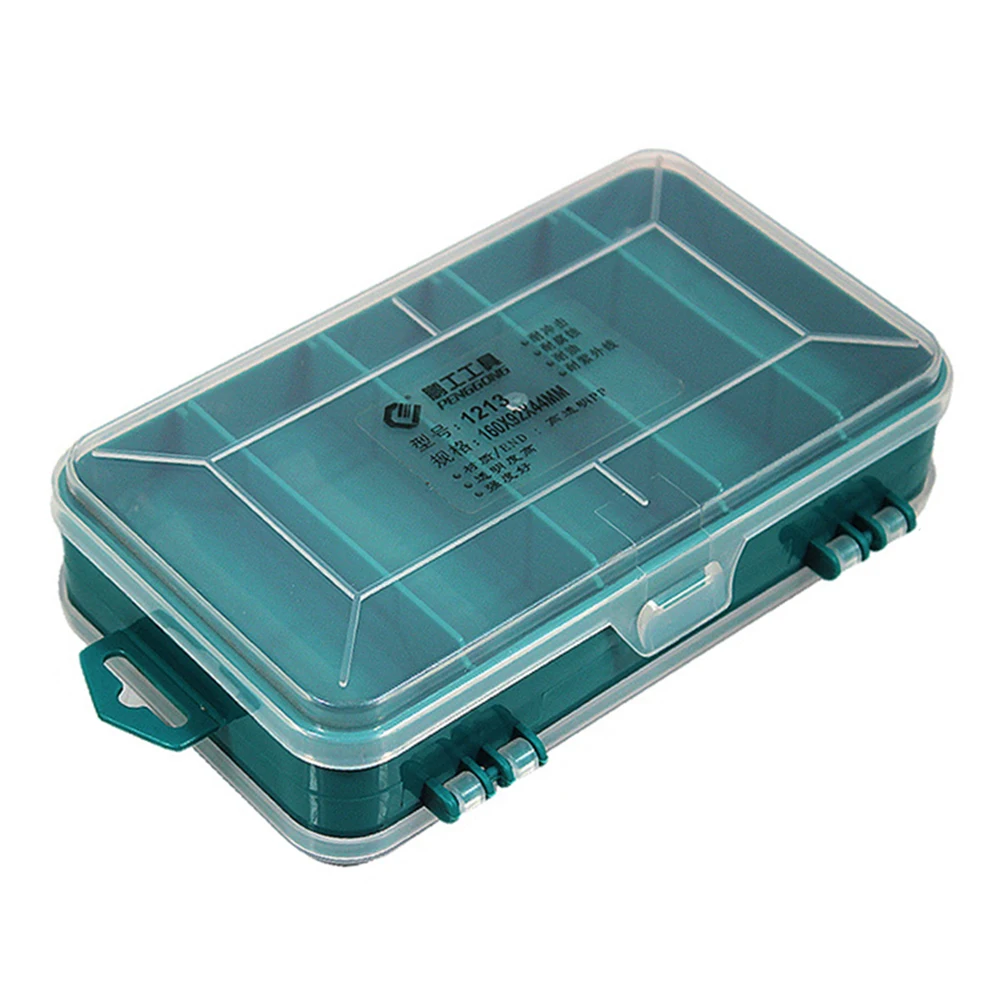 Double-Side Small Parts Storage Case Compartment Plastic Tools Box Organizer Rectangle Box Case for Electronic Parts Screw Beads