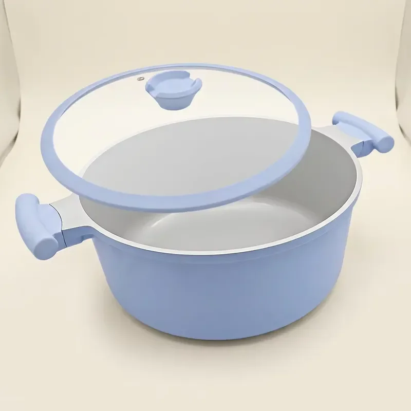 6L Aluminum Cast Pot with Glass Lid Ceramic Non-Stick Induction Cooker Soup Pot PFAS Free Wholesale Cookware