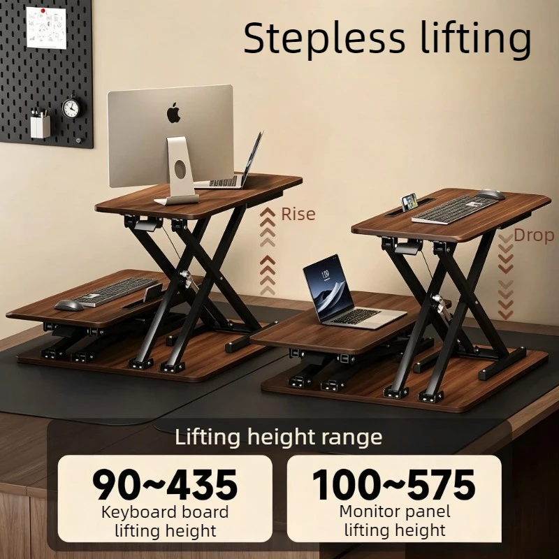 Lifting Monitor Riser Stand Wooden 2 Layer Foldable Laptop Lift Table Desktop Monitors Storage Holder Monitor Organizer Base