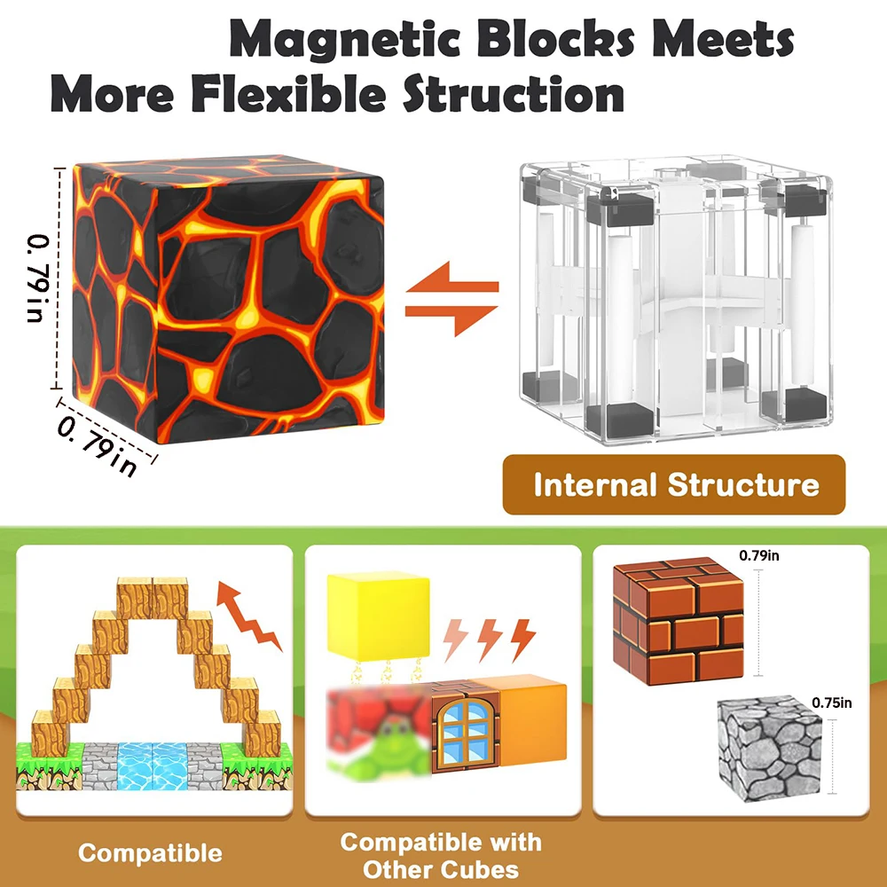 كتل مغناطيسية ألعاب بناء مجموعة مغناطيس للأطفال الصغار ألعاب حسية للأولاد والبنات لعبة مكعبات مغناطيسية