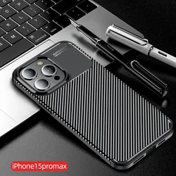 Carbon Fiber Texture Shockproof Case For iPhone 11 12 13 14 15 Pro Max Xs XR X 8 7 Plus SE 2022 Soft TPU Silicone Back Cover