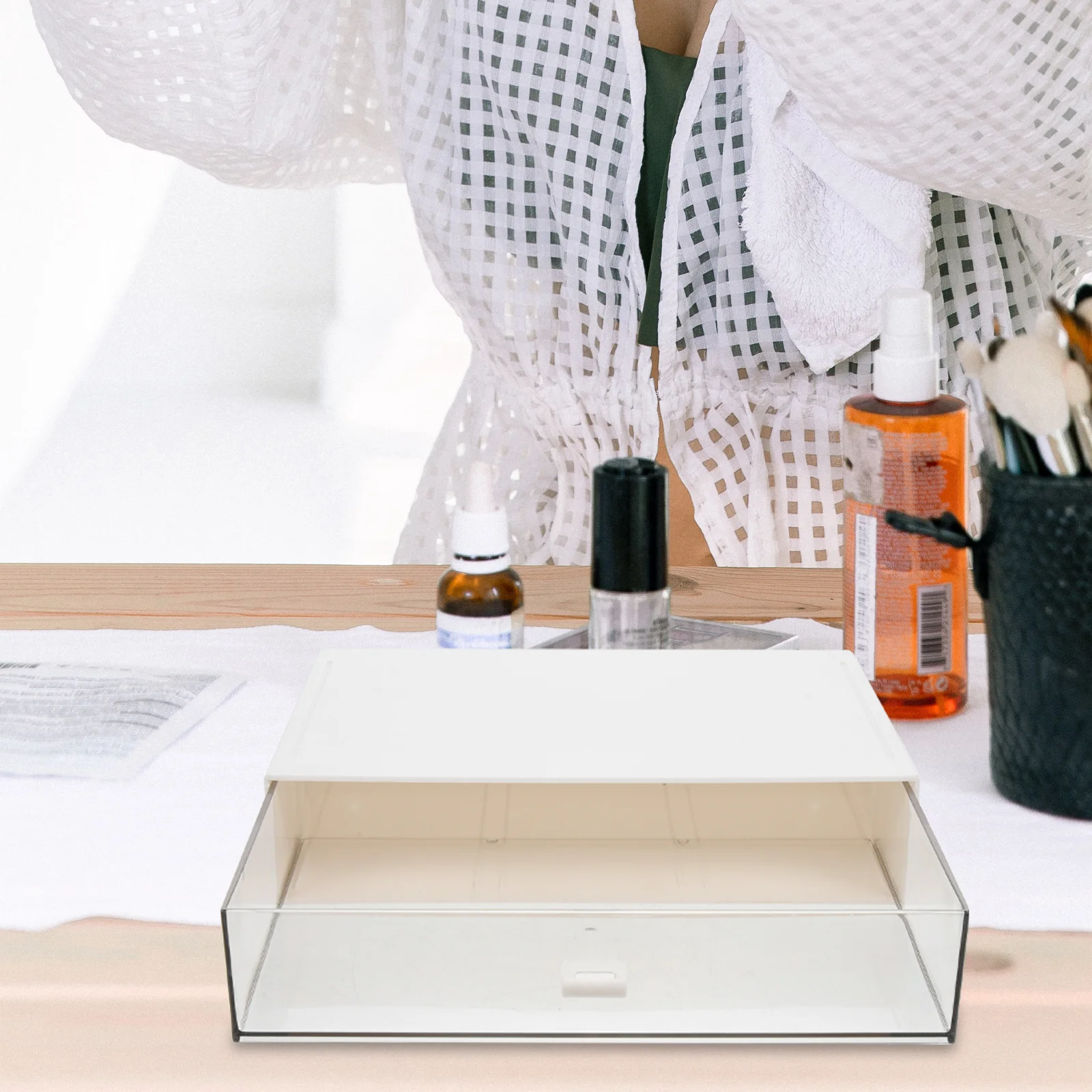 Ящик для хранения, прозрачный органайзер для макияжа с выдвижным ящиком