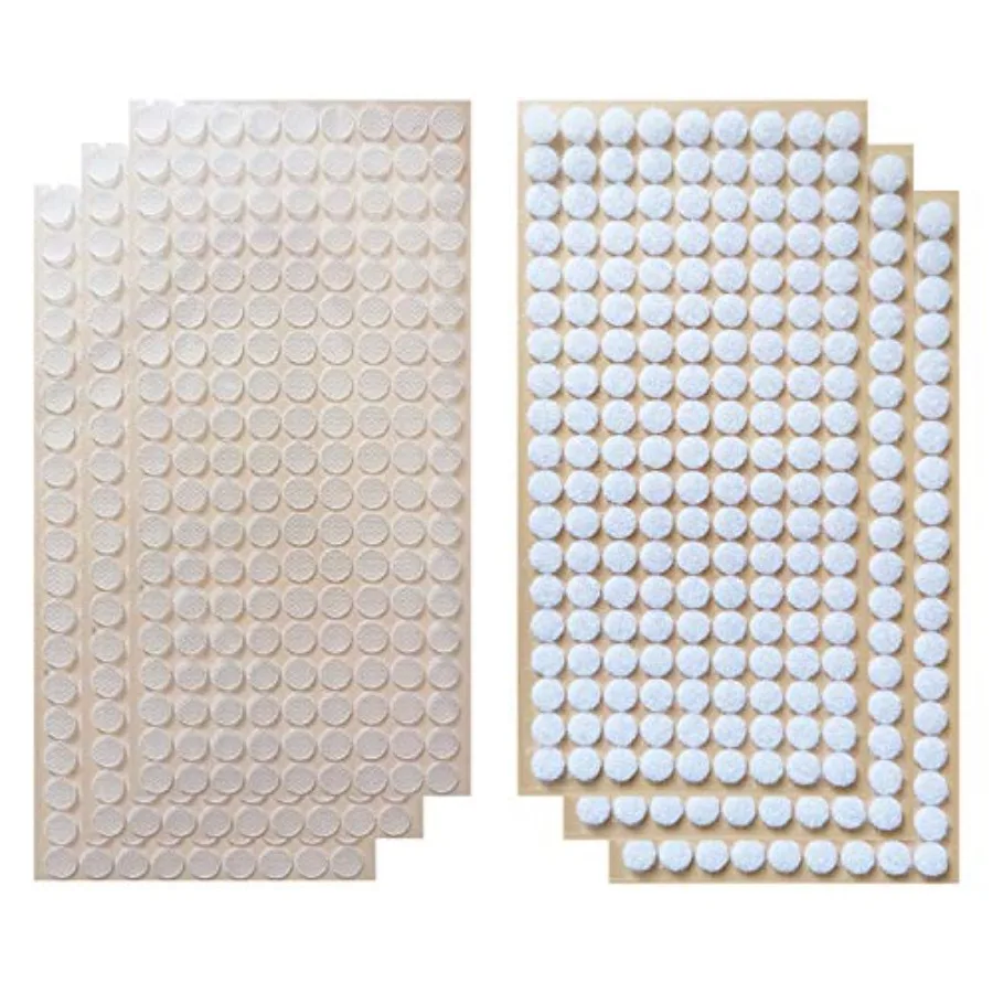 

1008pcs 504pairs 10mm Diameter Transparent Sticky Back Thin Clear Dots with Adhesive Hook and Loop Coins Tapes