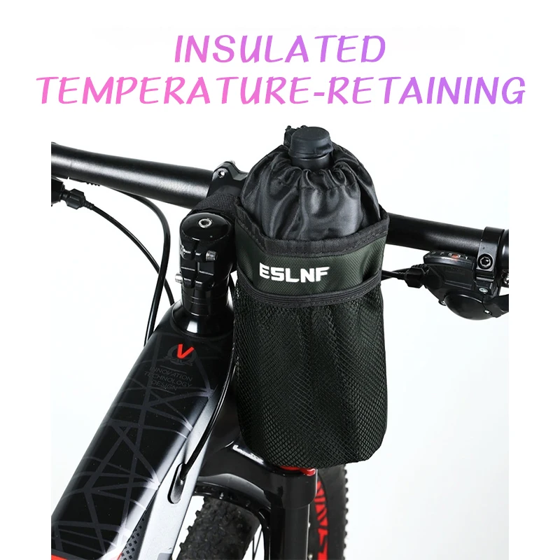 ESLNF Bike Bottle Holder Cycling Water Bottle Carrier Pouch Insulated Kettle MTB Road Bicycle Handlebar Bag Accessories