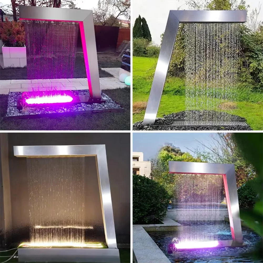 Características de agua de pared de cortina de lluvia de cascada de jardín  de fuente exterior de acero inoxidable / Utensilios de jardinería, image size:1000x1000