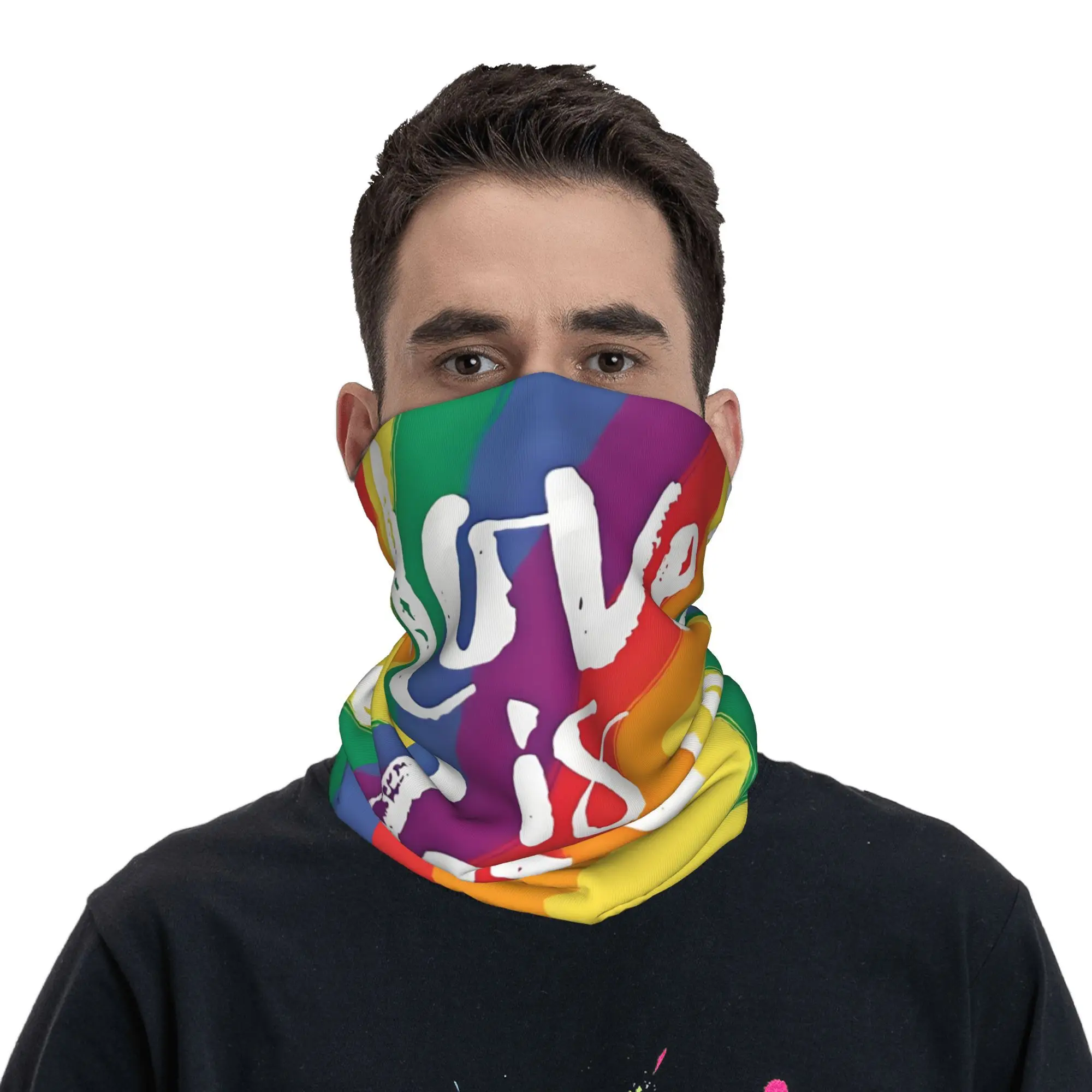 커스텀 게이 프라이드 LGBT 넥 게이터 남녀 공용 방풍 겨울 레인보우 프라이드 세로 스트라이프 반다나 스카프 (사이클링용)