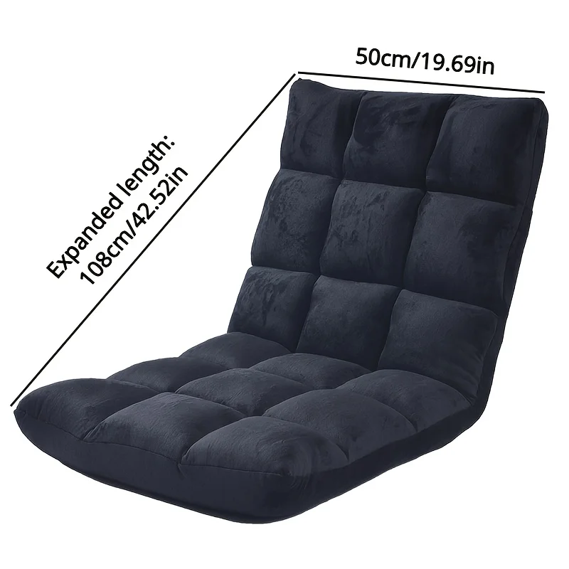 人間工学に基づいた調節可能なフロアチェア、金属フレーム、5段階折りたたみ式レイジーソファ、ホームオフィス用布張りゲーミングラウンジチェア