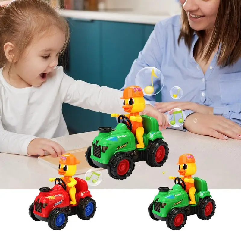 KidsElectric Vehicles Light Up Car Cute Duck Car Toys Rotating Light Music Stunt Car Toy Trucks Toddler Boy Toys For Early