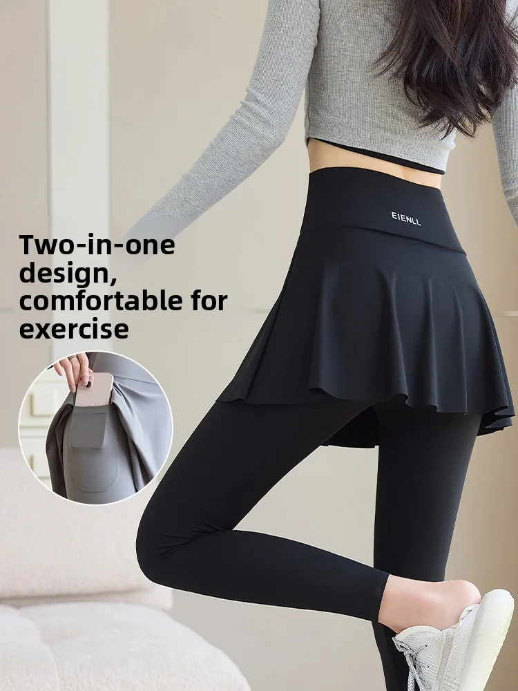 Hoge taille Fce gevoerde Sl yogabroek Damesbasislaag Broekrok Hoge taille Negen stuk Fitn Nylon Spandex Buik C...