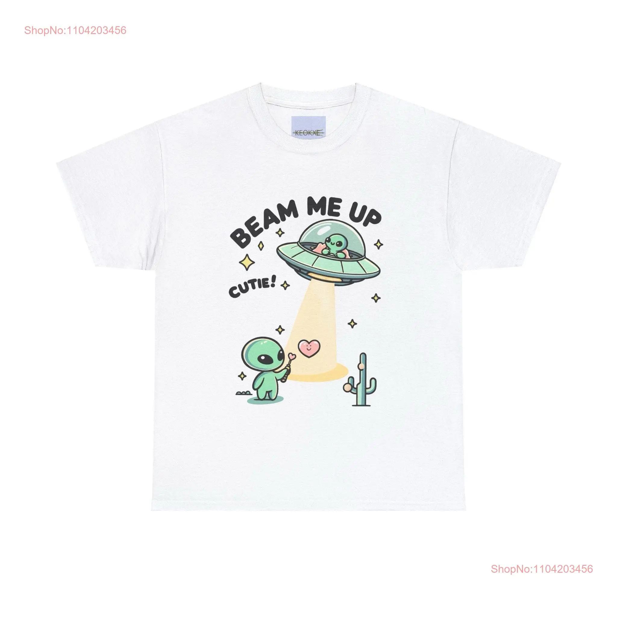 Beam me up cutie T shirt Cotton Casual Wear All white StatemenT long or short sleeves